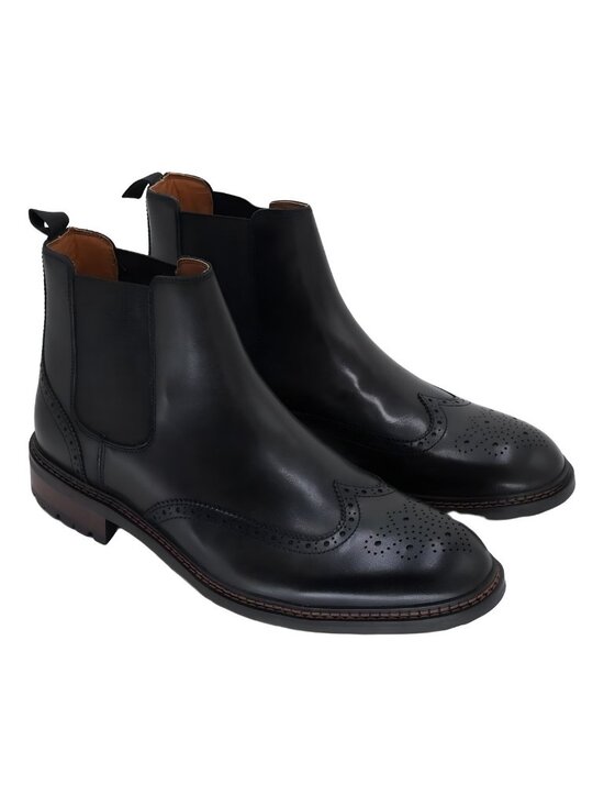 Bar III Men\'s Hughgo Black Leather Pull-On Wing Tip Dress Ankle Boot Size 12M